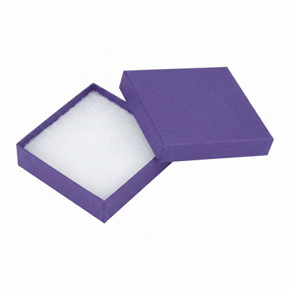 3 1/2" x 3 1/2" x 1" Dark Purple Cotton Filled Paper Box