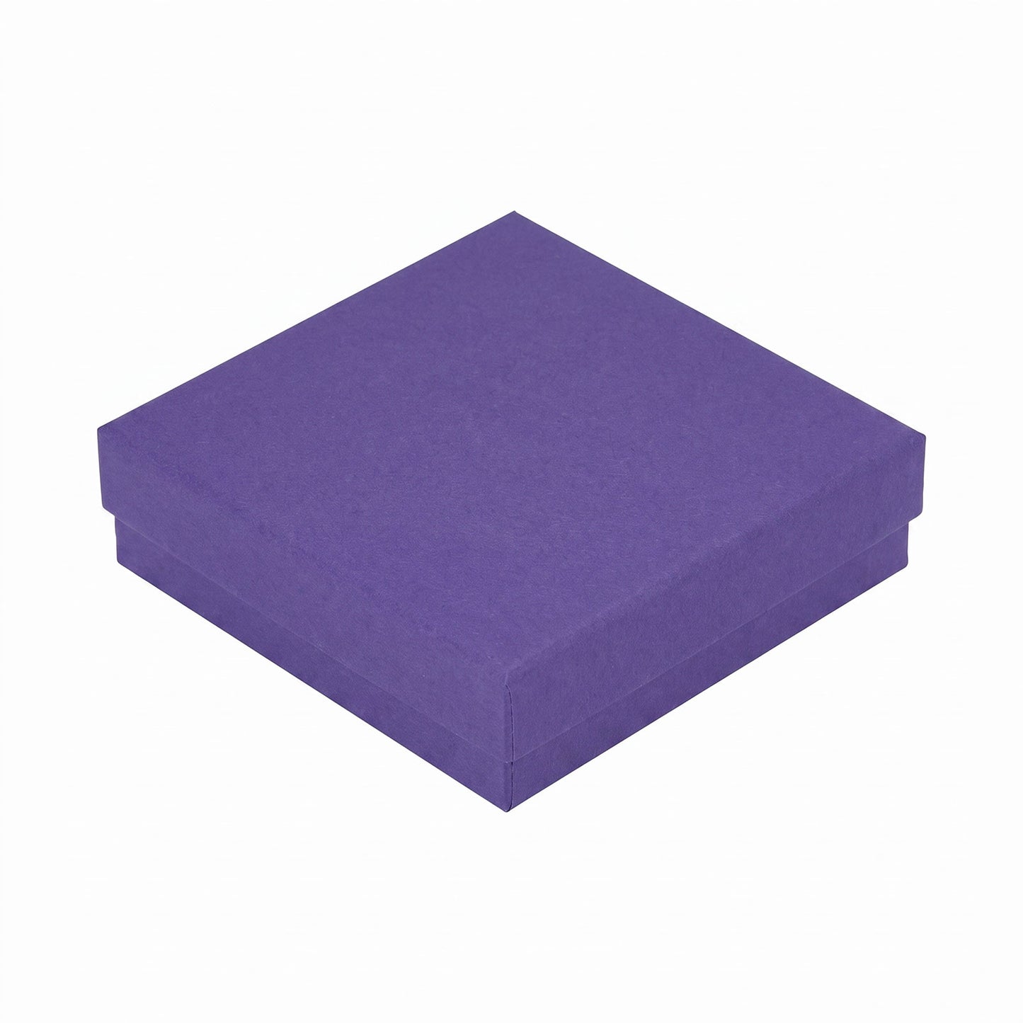 3 1/2" x 3 1/2" x 1" Dark Purple Cotton Filled Paper Box