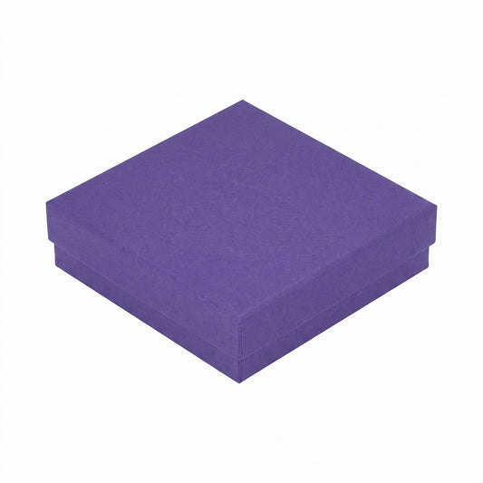 3 1/2" x 3 1/2" x 1" Dark Purple Cotton Filled Paper Box