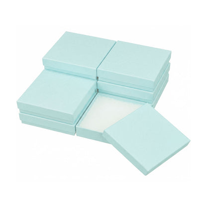 3 1/2" x 3 1/2" x 1" Light Pearl Teal Cotton Filled Paper Box