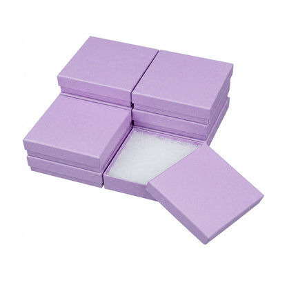 3 1/2" x 3 1/2" x 1" Matte Purple Cotton Filled Paper Box