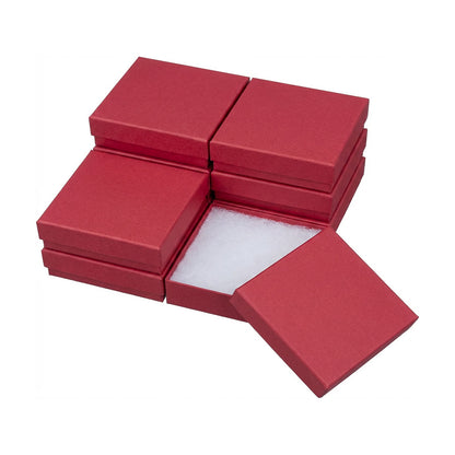 3 1/2" x 3 1/2" x 1" Matte Red Cotton Filled Paper Box