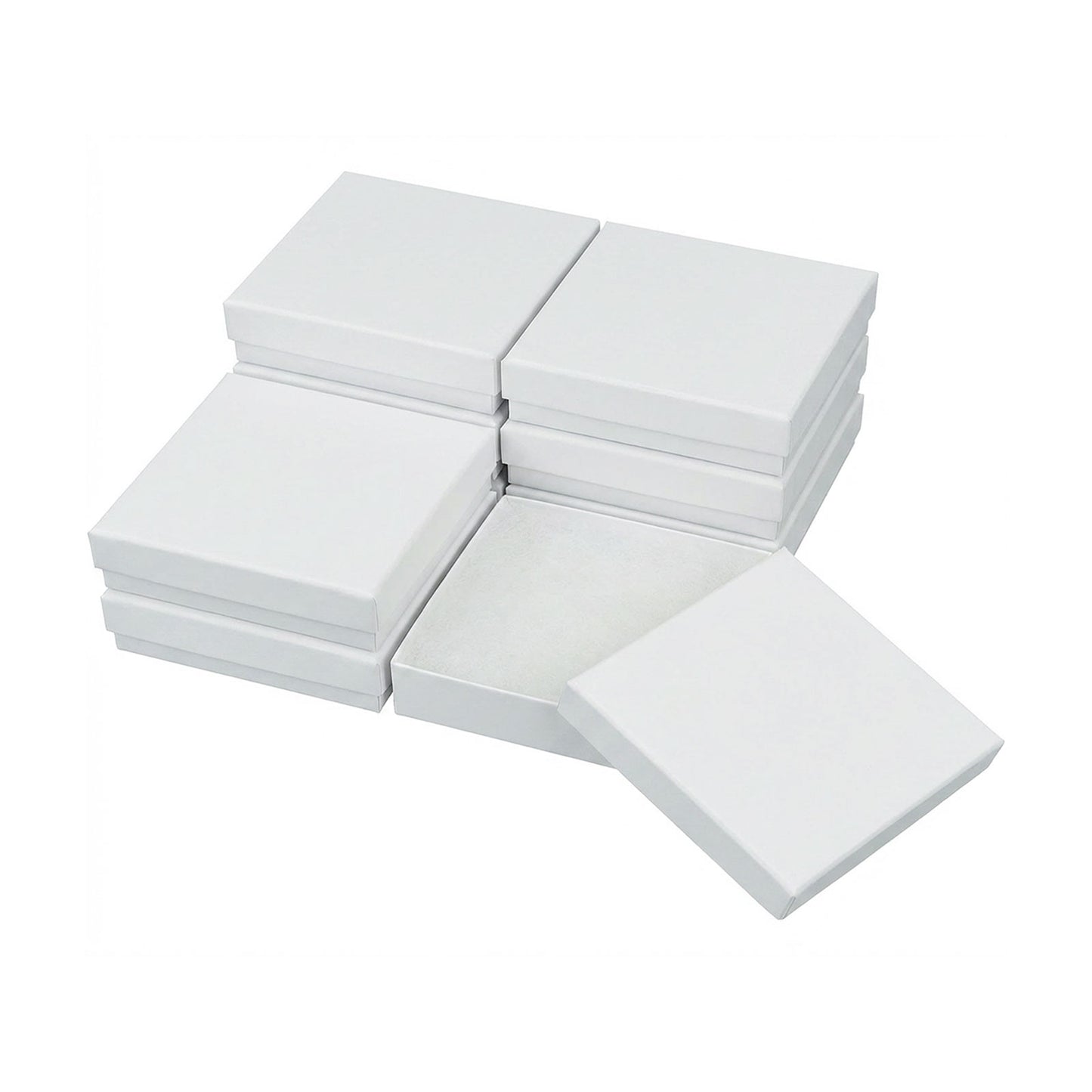 3 1/2" x 3 1/2" x 1" Matte White Cotton Filled Paper Box