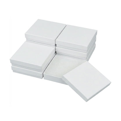 3 1/2" x 3 1/2" x 1" Matte White Cotton Filled Paper Box