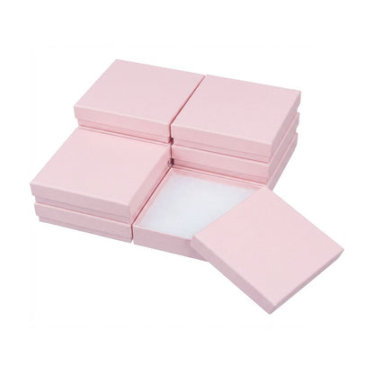 3 1/2" x 3 1/2" x 1" Pink Cotton Filled Paper Box
