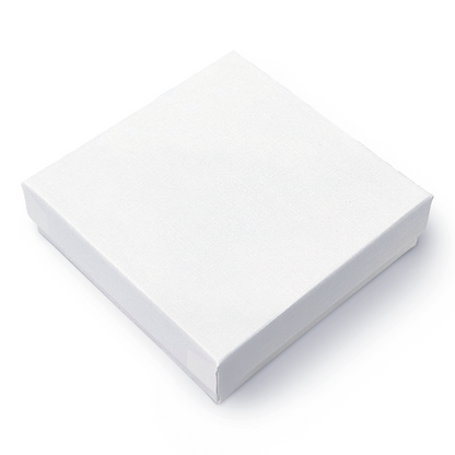 3 1/2" x 3 1/2" x 1" White Linen Pattern Cotton Filled Paper Box