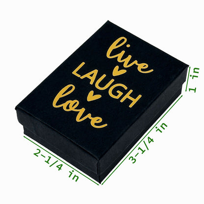 3 1/4" x 2 1/4" Black and Gold "Live Laugh Love" Cotton Filled Box