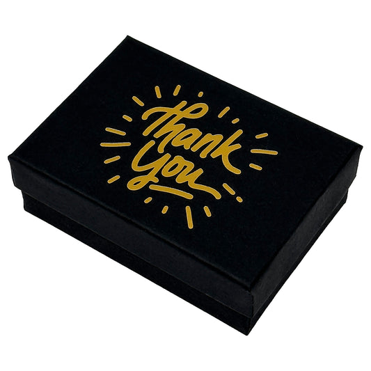 3 1/4" x 2 1/4" Black and Gold "Thank You" Cotton Filled Box