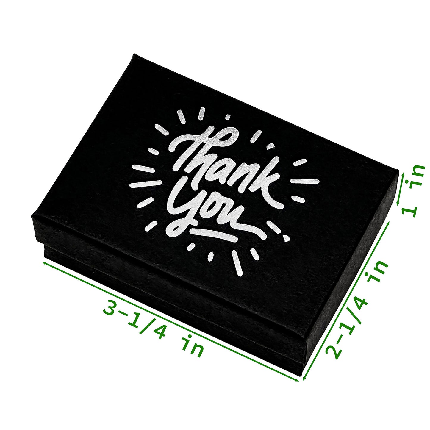 3 1/4" x 2 1/4" Black and Silver "Thank You" Cotton Filled Box