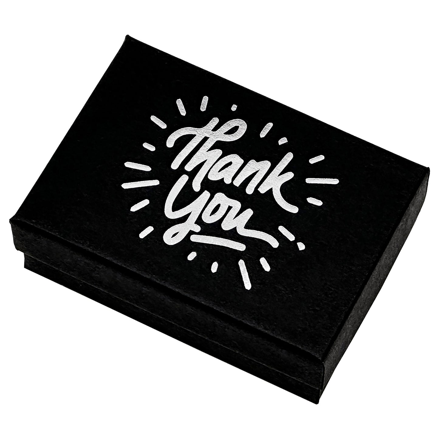 3 1/4" x 2 1/4" Black and Silver "Thank You" Cotton Filled Box