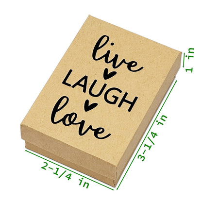 3 1/4" x 2 1/4" Kraft and Black "Live Laugh Love" Cotton Filled Box