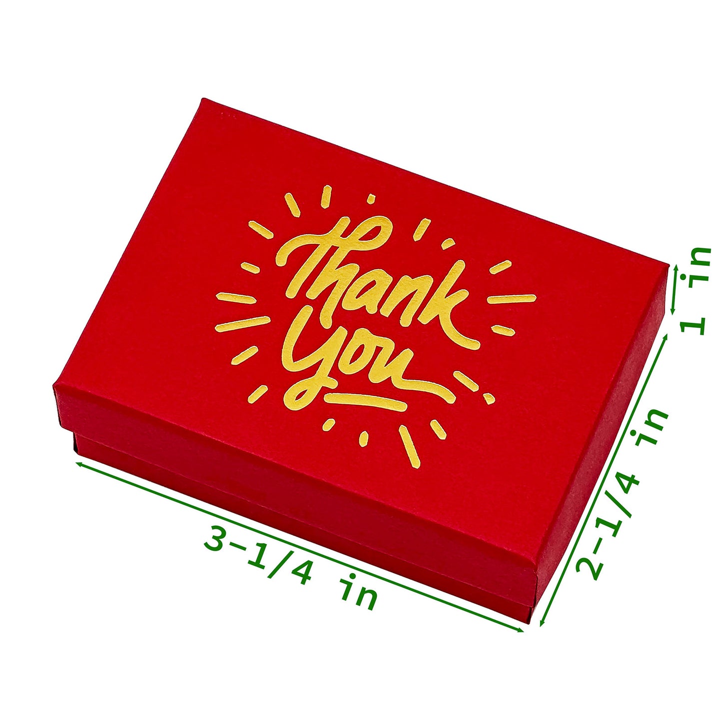 3 1/4" x 2 1/4" Matte Red and Gold "Thank You" Cotton Filled Box