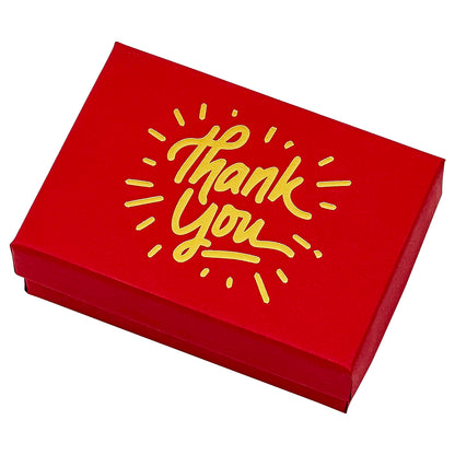 3 1/4" x 2 1/4" Matte Red and Gold "Thank You" Cotton Filled Box