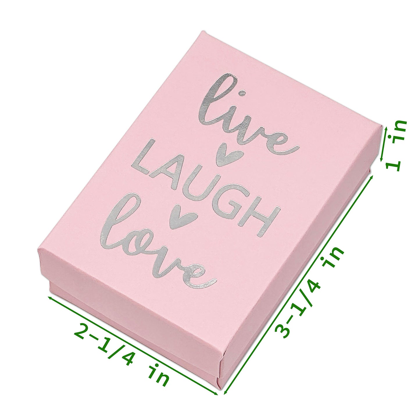 3 1/4" x 2 1/4" Pink and Silver "Live Laugh Love" Cotton Filled Box