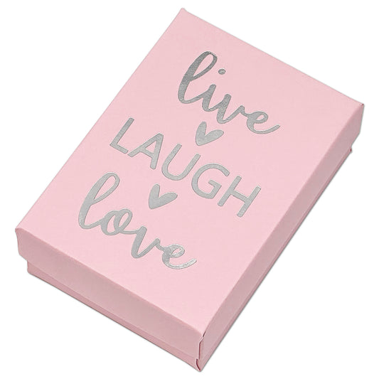 3 1/4" x 2 1/4" Pink and Silver "Live Laugh Love" Cotton Filled Box