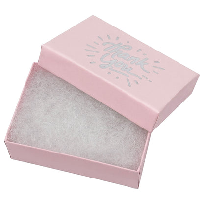 3 1/4" x 2 1/4" Pink and Silver "Thank You" Cotton Filled Box