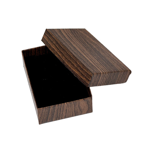 3 1/4" x 2 1/4" Wood Grain Pattern Pendant Paper Box with Black Foam Insert