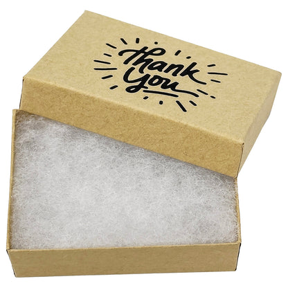 3 1/4" x 2 1/4" Kraft and Black "Thank You" Cotton Filled Box