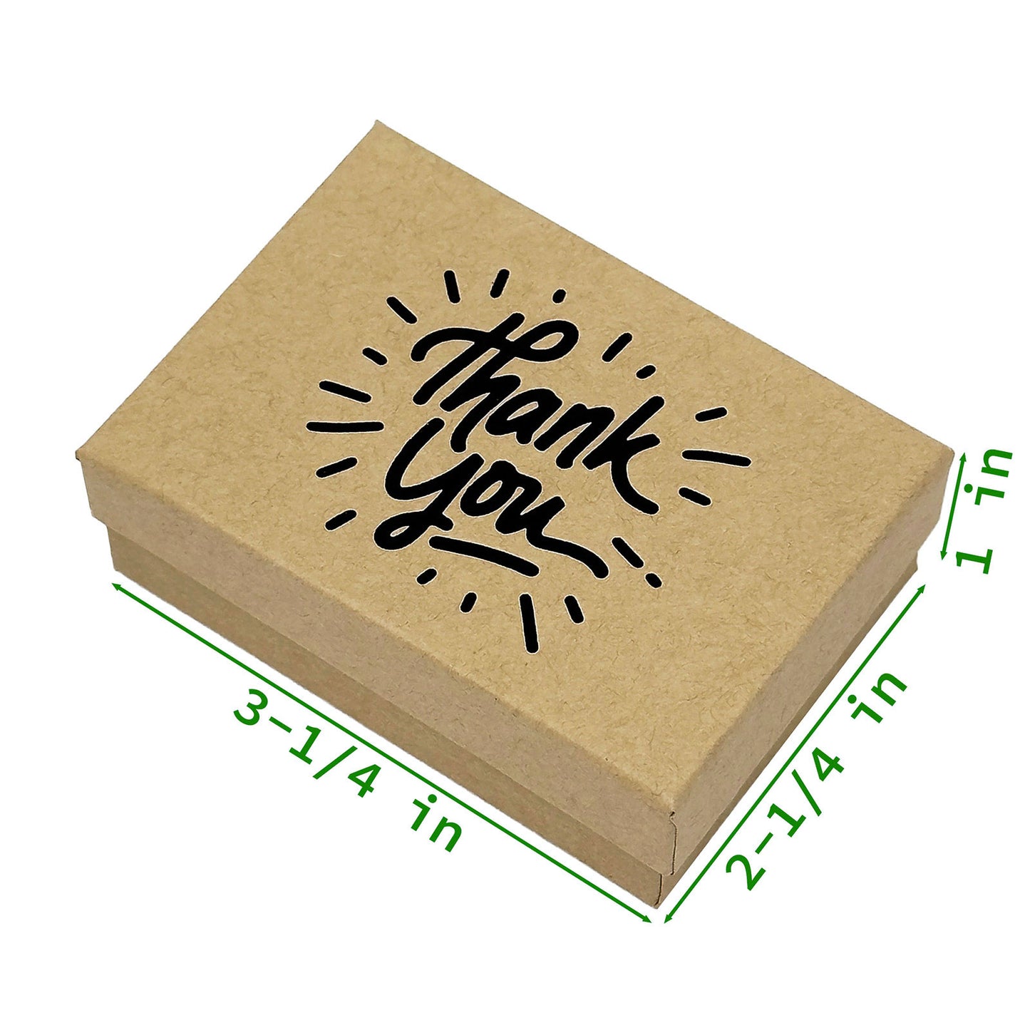 3 1/4" x 2 1/4" Kraft and Black "Thank You" Cotton Filled Box