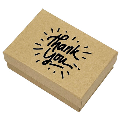 3 1/4" x 2 1/4" Kraft and Black "Thank You" Cotton Filled Box