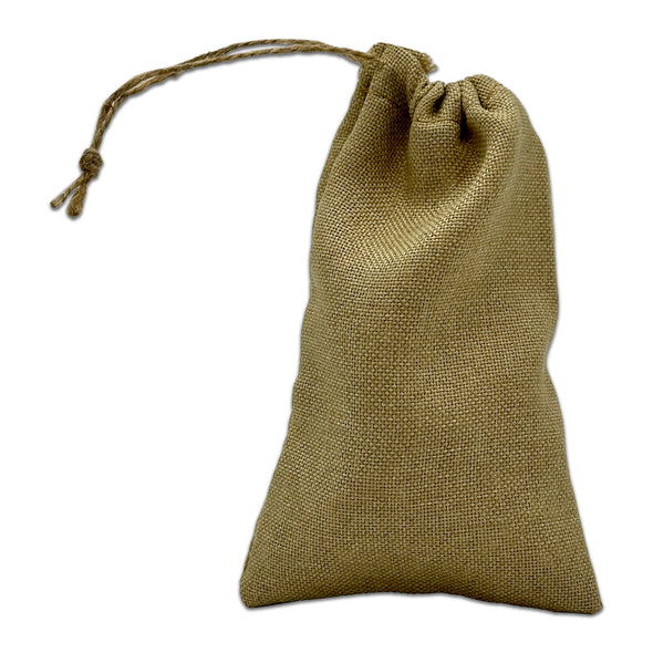 3 3/4" x 5 3/4" Linen Burlap Drawstring Gift Bag Pouches