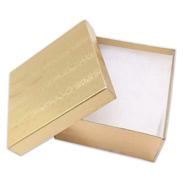 3 3/4" x 3 3/4" x 2" Gold Cotton Paper Box