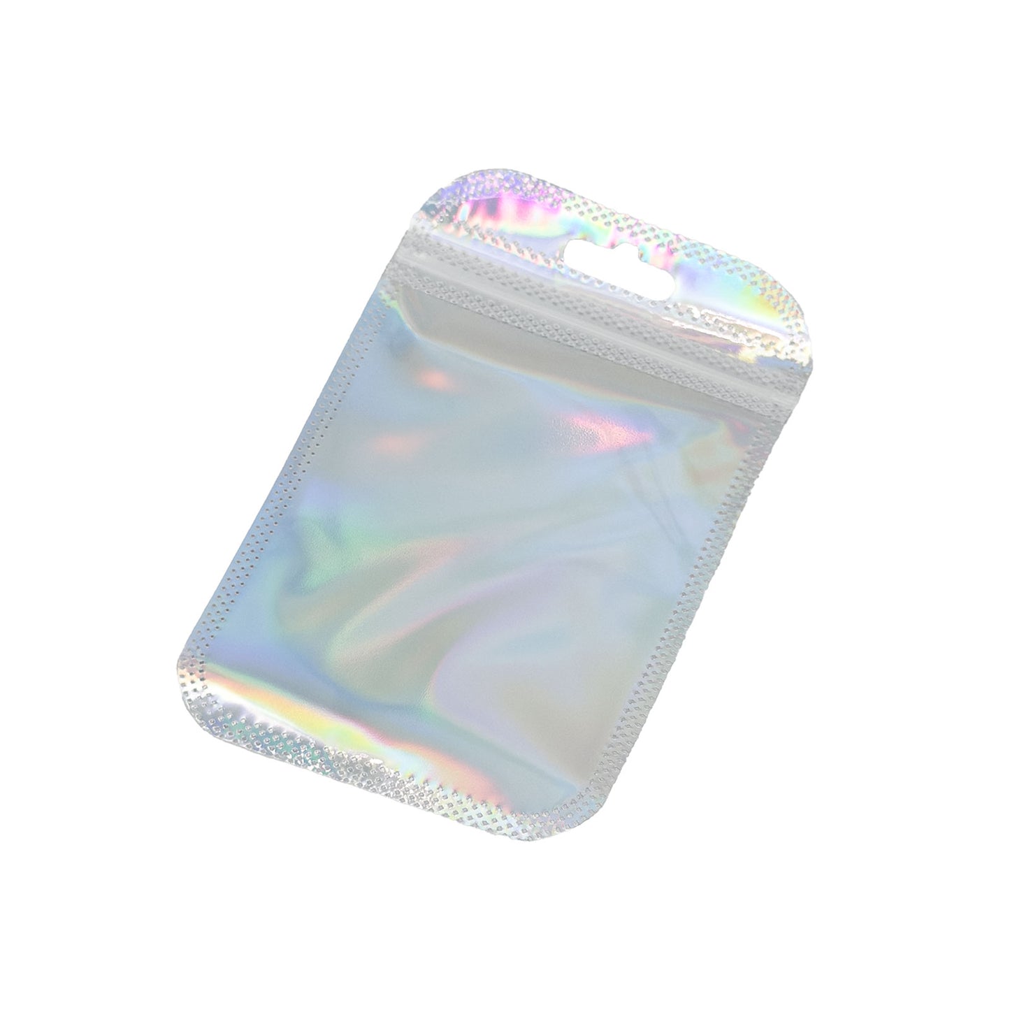 3 3/8" x 5 1/8" Holographic Resealable Zip Lock Bags with Hang Hole
