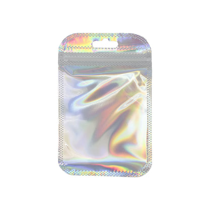 3 3/8" x 5 1/8" Holographic Resealable Zip Lock Bags with Hang Hole