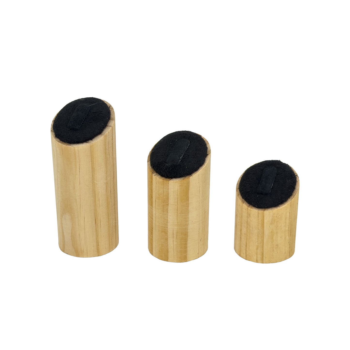 3-Piece Tiered Wood Ring Display Stands with Black Velvet