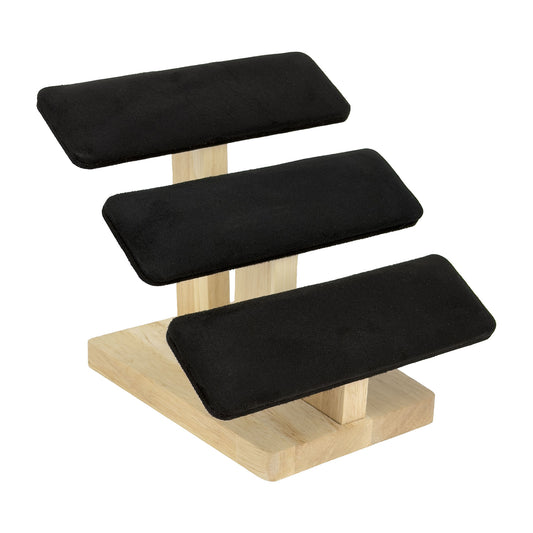 3 Tier Black Velvet T-Bar Bracelet Display