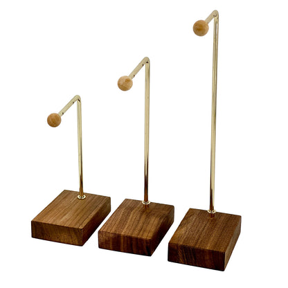 3 Tier Walnut and Gold Jewelry Display Stand Set