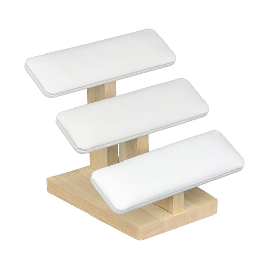 3 Tier White Velvet T-Bar Bracelet Display