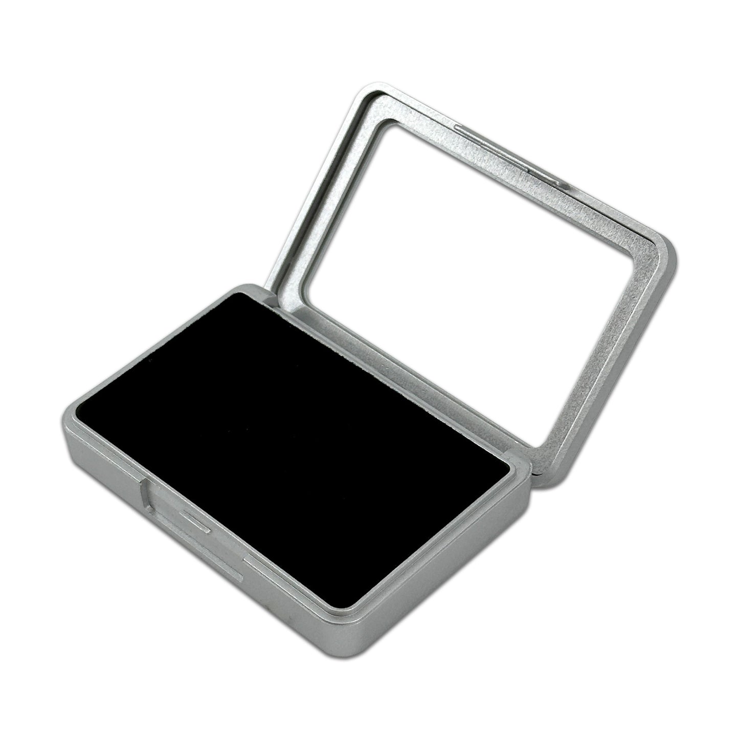 3" x 2" Silver Plastic Gem Stone Box with Black Foam Interior