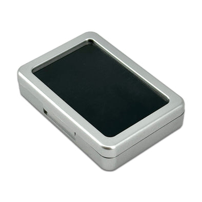 3" x 2" Silver Plastic Gem Stone Box with Black Foam Interior