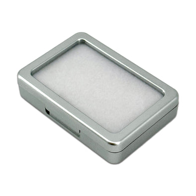 3" x 2" Silver Plastic Gem Stone Box with White Foam Interior