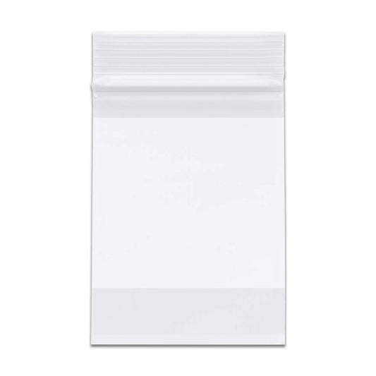 3" x 4" White Block Clear Zip Lock 2 Mil Plastic Bags