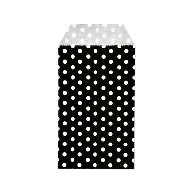 3" x 5" Black and White Polka Dot Flat Paper Gift Shopping Bags