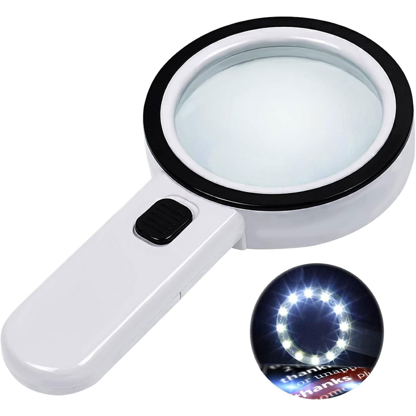 30X Handheld Magnifying Glass with 12 LED Lights
