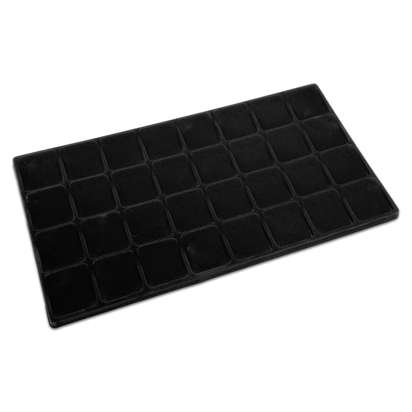 32 Earring Card Compartment Black Flocked Tray Insert (100-Pack)
