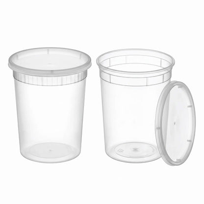 32 oz Deli Food Storage Container Cups with Lids (30 Pack)
