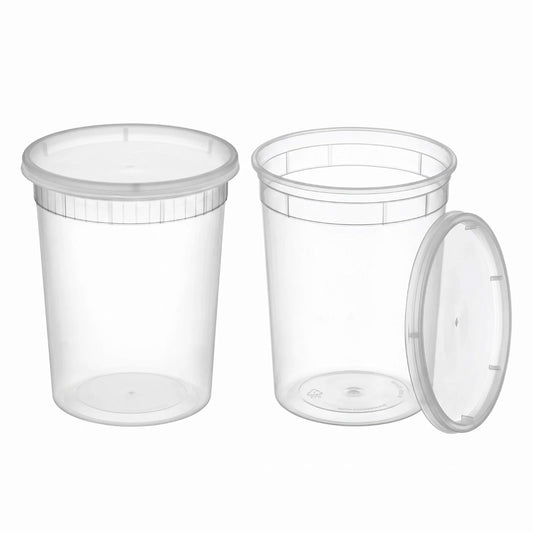 32 oz Deli Food Storage Container Cups with Lids (30 Pack)