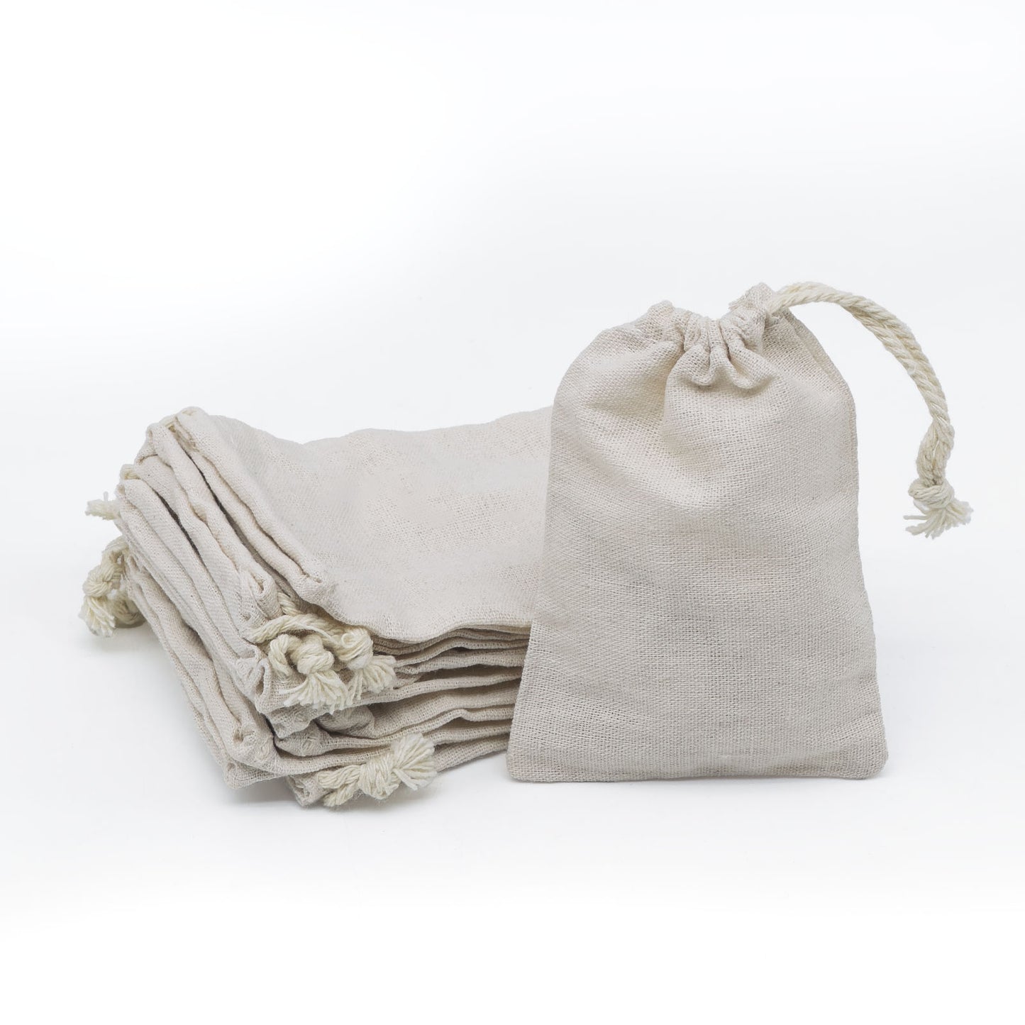 3" x 4" Cotton Muslin Drawstring Reusable Bags