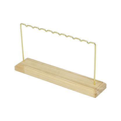 4 1/2" Gold Metal Hanging Jewelry Display Stand with Wood Base