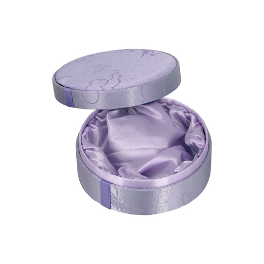 4 3/4" Round Lavender Satin Bracelet Jewelry Box