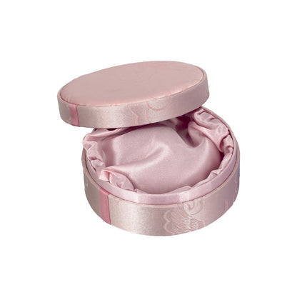 4 3/4" Round Pink Satin Bracelet Jewelry Box