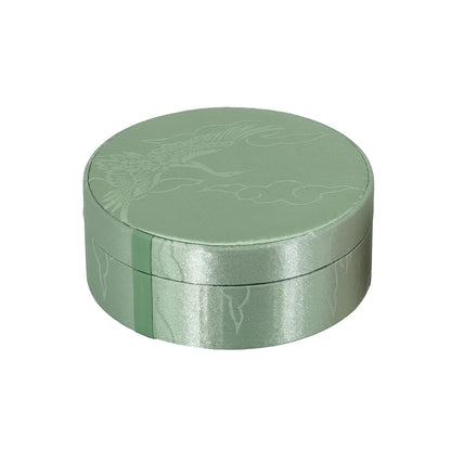 4 3/4" Round Sage Green Satin Bracelet Jewelry Box