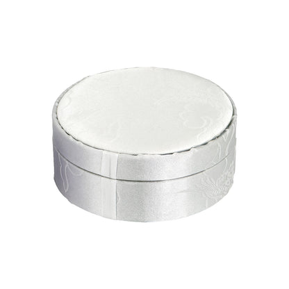 4 3/4" Round White Satin Bracelet Jewelry Box