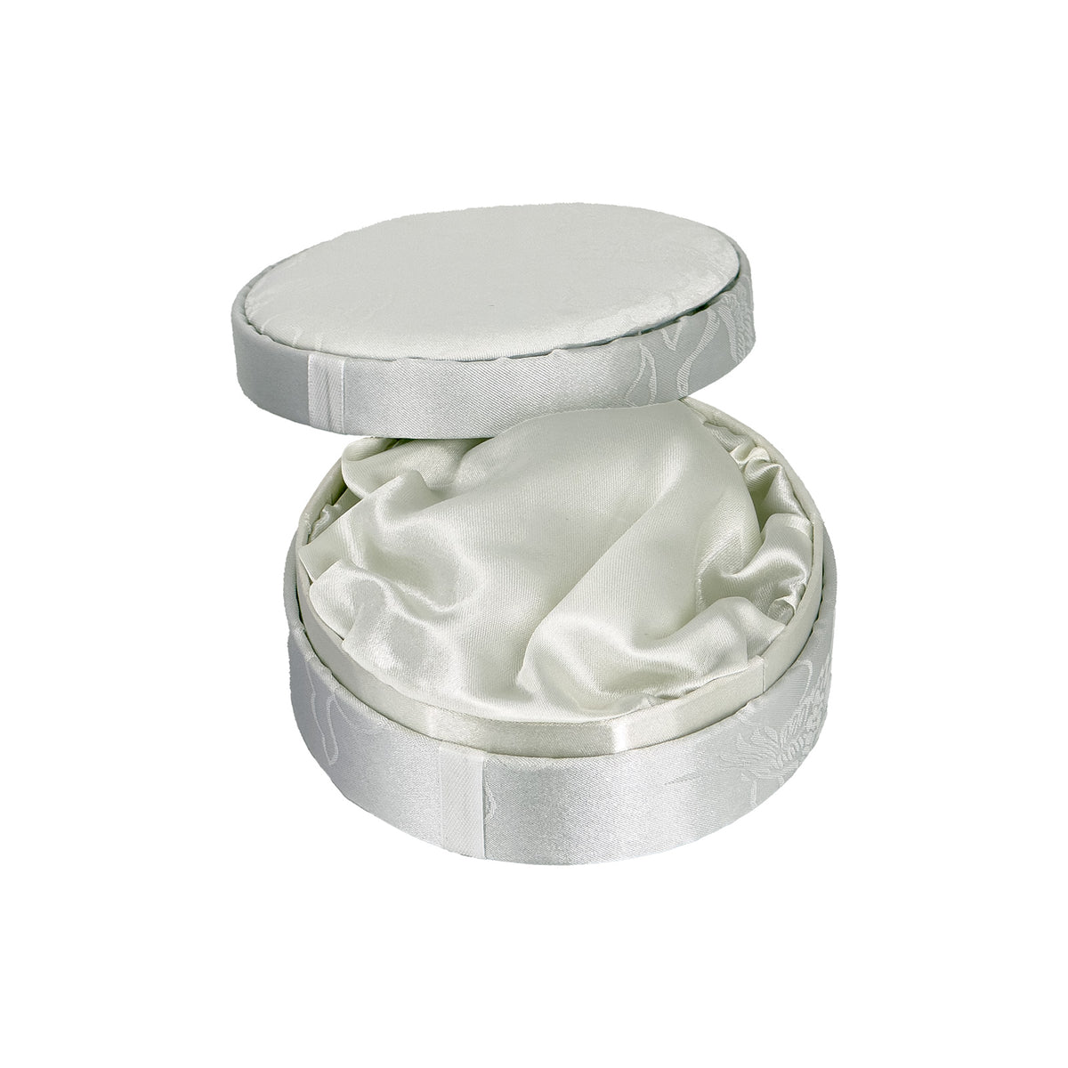 4 3/4" Round White Satin Bracelet Jewelry Box