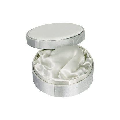 4 3/4" Round White Satin Bracelet Jewelry Box