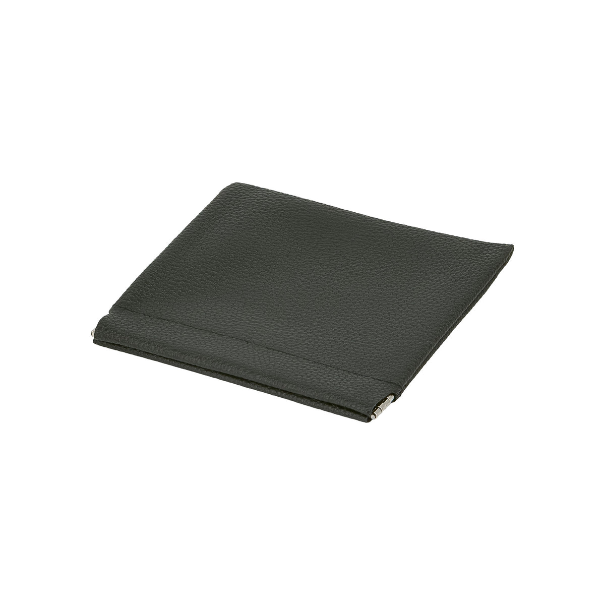 4 3/4" x 4 3/4" Black Leatherette Squeeze-Open Pouch with Microfiber Interior